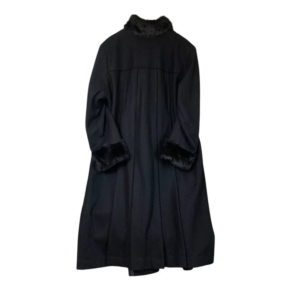 VTG Jonathan Michael Women's Black Wool Blend Long Coat Faux Fur Trim‎ Size 18W - Picture 8 of 15